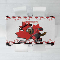 Custom Canada Ice Hockey Tablecloth 2025 Go Champions Funny Beaver Mascot
