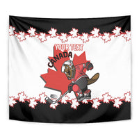 Custom Canada Ice Hockey Tapestry 2025 Go Champions Funny Beaver Mascot