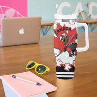 Custom Canada Ice Hockey Tumbler With Handle Go Champions Funny Beaver Mascot