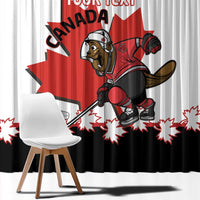 Custom Canada Ice Hockey Window Curtain 2025 Go Champions Funny Beaver Mascot