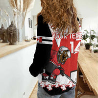 Custom Canada Ice Hockey Women Casual Shirt 2025 Go Champions Funny Beaver Mascot