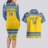 Custom Sweden Ice Hockey Couples Matching Long Sleeve Bodycon Dress and Hawaiian Shirt 2025 Go Champions Tre Kronor