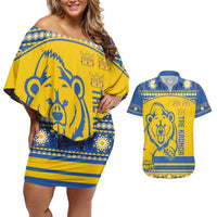 Custom Sweden Ice Hockey Couples Matching Off Shoulder Short Dress and Hawaiian Shirt 2025 Go Champions Tre Kronor