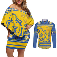 Custom Sweden Ice Hockey Couples Matching Off Shoulder Short Dress and Long Sleeve Button Shirt 2025 Go Champions Tre Kronor