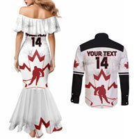 Custom Canada Hockey Couples Matching Mermaid Dress and Long Sleeve Button Shirt 2024 Go Maple Leaf
