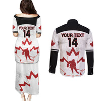 Custom Canada Hockey Couples Matching Puletasi and Long Sleeve Button Shirt 2024 Go Maple Leaf - Wonder Print Shop
