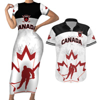 Custom Canada Hockey Couples Matching Short Sleeve Bodycon Dress and Hawaiian Shirt 2024 Go Maple Leaf - Wonder Print Shop