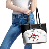 Custom Canada Hockey Leather Tote Bag 2024 Go Maple Leaf - Wonder Print Shop