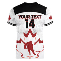 Custom Canada Hockey Women V Neck T Shirt 2024 Go Maple Leaf - Wonder Print Shop