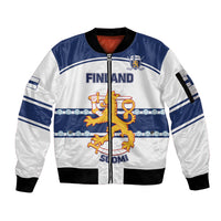 Custom Finland Hockey Sleeve Zip Bomber Jacket 2024 Go Suomi - Wonder Print Shop