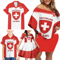 Custom Switzerland Hockey Family Matching Off Shoulder Short Dress and Hawaiian Shirt 2024 Go La Nati - Wonder Print Shop