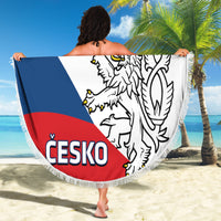Custom Czech Republic Hockey Beach Blanket 2024 Go Czechia - Wonder Print Shop