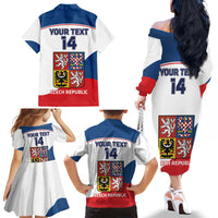 Custom Czech Republic Hockey Family Matching Off The Shoulder Long Sleeve Dress and Hawaiian Shirt 2024 Go Czechia LT14