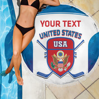 Custom United States Hockey Beach Blanket 2024 Go USA - Wonder Print Shop
