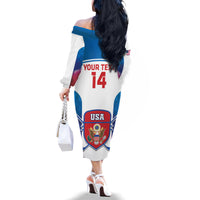 Custom United States Hockey Family Matching Off The Shoulder Long Sleeve Dress and Hawaiian Shirt 2024 Go USA - Wonder Print Shop