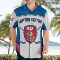 USA hockey Hawaiian shirt with “UNITED STATES” chest graphic, button-up collar, short sleeves
