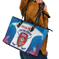 Custom United States Hockey Leather Tote Bag 2024 Go USA - Wonder Print Shop