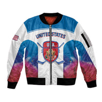 Custom United States Hockey Sleeve Zip Bomber Jacket 2024 Go USA - Wonder Print Shop