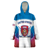 Custom United States Hockey Wearable Blanket Hoodie 2024 Go USA - Wonder Print Shop
