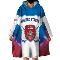 Custom United States Hockey Wearable Blanket Hoodie 2024 Go USA - Wonder Print Shop