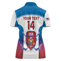 Custom United States Hockey Women Polo Shirt 2024 Go USA - Wonder Print Shop