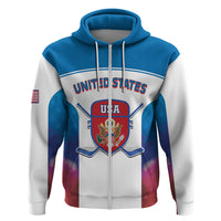 Custom United States Hockey Zip Hoodie 2024 Go USA - Wonder Print Shop