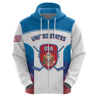 Custom United States Hockey Zip Hoodie 2024 Go USA - Wonder Print Shop