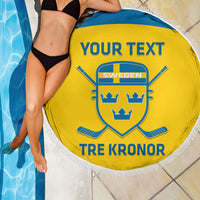 Custom Sweden Hockey Beach Blanket 2024 Go Swedish - Wonder Print Shop