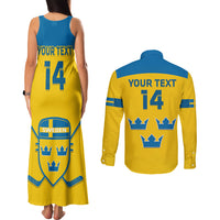 Custom Sweden Hockey Couples Matching Tank Maxi Dress and Long Sleeve Button Shirt 2024 Go Swedish - Wonder Print Shop