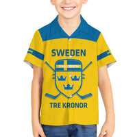 Custom Sweden Hockey Family Matching Short Sleeve Bodycon Dress and Hawaiian Shirt 2024 Go Swedish - Wonder Print Shop