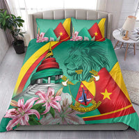 Cameroon National Day Bedding Set Cameroun Reunification Monument Lily Flowers