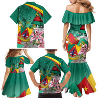 Cameroon National Day Family Matching Mermaid Dress and Hawaiian Shirt Cameroun Reunification Monument Lily Flowers