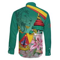 Cameroon National Day Family Matching Off Shoulder Short Dress and Hawaiian Shirt Cameroun Reunification Monument Lily Flowers