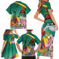 Cameroon National Day Family Matching Short Sleeve Bodycon Dress and Hawaiian Shirt Cameroun Reunification Monument Lily Flowers