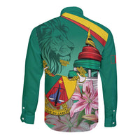 Cameroon National Day Long Sleeve Button Shirt Cameroun Reunification Monument Lily Flowers