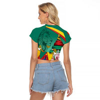 Cameroon National Day Raglan Cropped T Shirt Cameroun Reunification Monument Lily Flowers