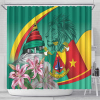 Cameroon National Day Shower Curtain Cameroun Reunification Monument Lily Flowers