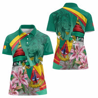 Cameroon National Day Women Polo Shirt Cameroun Reunification Monument Lily Flowers