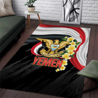 Yemen Unification Day Area Rug Coat Of Arms With Frangipani
