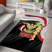 Yemen Unification Day Area Rug Coat Of Arms With Frangipani