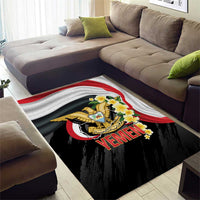 Yemen Unification Day Area Rug Coat Of Arms With Frangipani