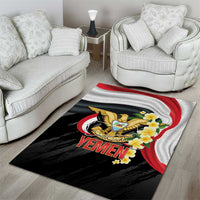 Yemen Unification Day Area Rug Coat Of Arms With Frangipani