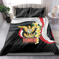Yemen Unification Day Bedding Set Coat Of Arms With Frangipani