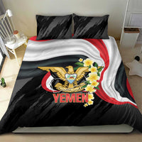 Yemen Unification Day Bedding Set Coat Of Arms With Frangipani
