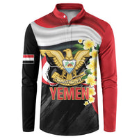 Yemen Unification Day Button Sweatshirt Coat Of Arms With Frangipani