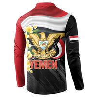 Yemen Unification Day Button Sweatshirt Coat Of Arms With Frangipani