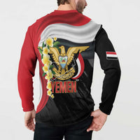 Yemen Unification Day Button Sweatshirt Coat Of Arms With Frangipani