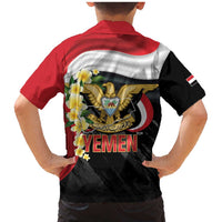 Yemen Unification Day Family Matching Mermaid Dress and Hawaiian Shirt Coat Of Arms With Frangipani