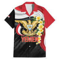 Yemen Unification Day Family Matching Mermaid Dress and Hawaiian Shirt Coat Of Arms With Frangipani