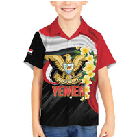 Yemen Unification Day Family Matching Mermaid Dress and Hawaiian Shirt Coat Of Arms With Frangipani